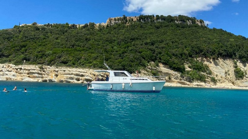 White boat on the sea