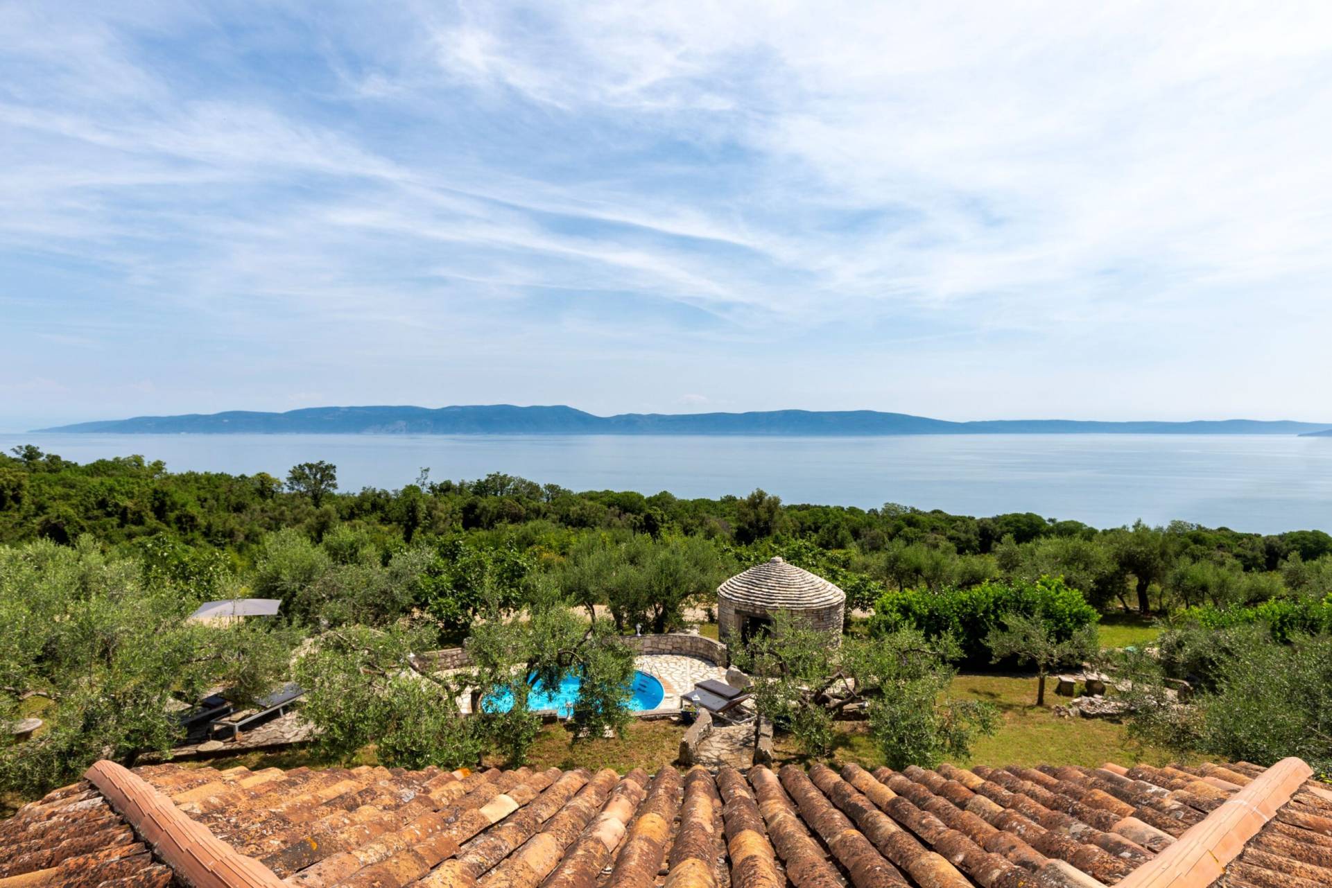 Beautiful view of the adriatic sea from the roof of the house