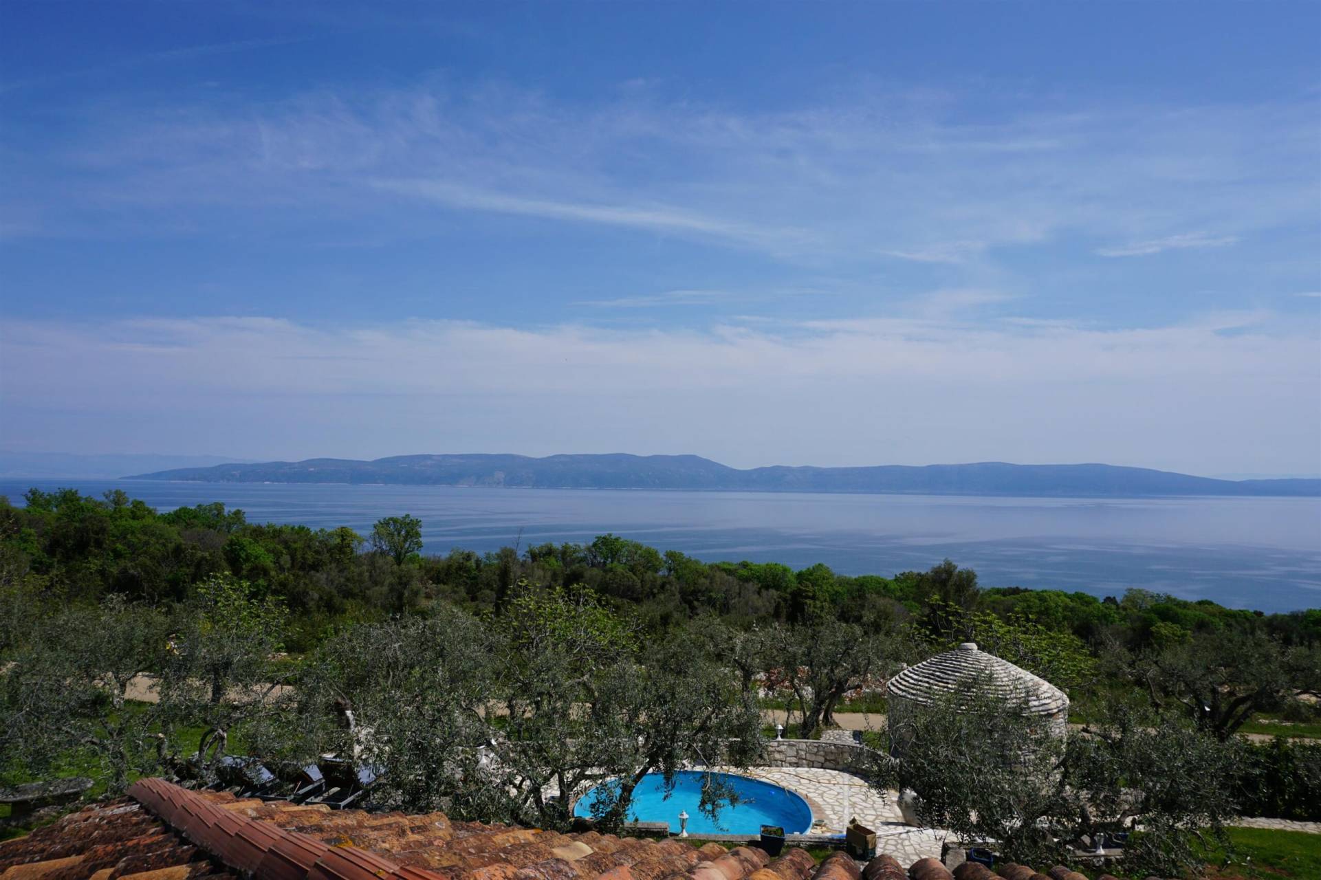 Beautiful view of the adriatic sea from the roof of the house